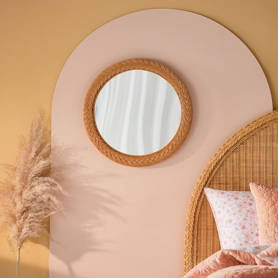 Holly Honey Round Rattan Mirror