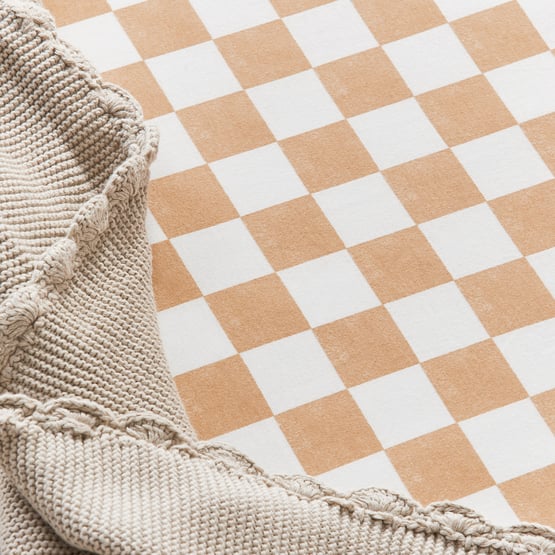 Gigi Grid Jersey Caramel Fitted Sheet Pack of 2