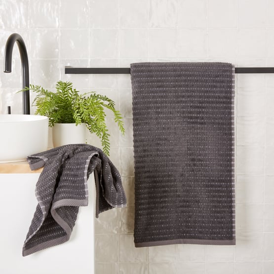 Navara Ribbed Coal Cotton Bamboo Towel Range