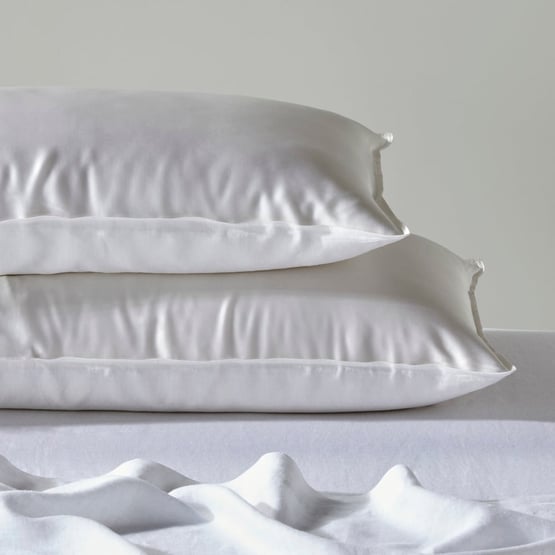 Vintage Washed Linen Silk White Pillowcase Pair