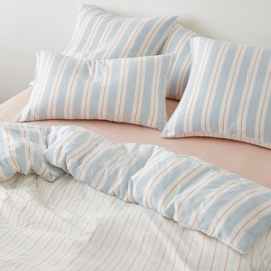 Cove Sky Blue Stripe Quilt Cover Set + Separates
