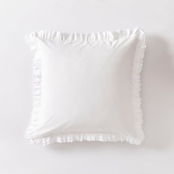 Stonewashed Cotton Ruffle White Pillowcases
