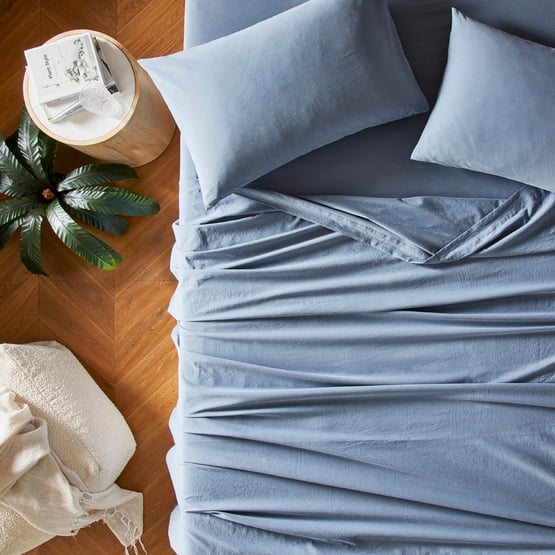 Stonewashed Cotton Storm Blue Sheet Separates
