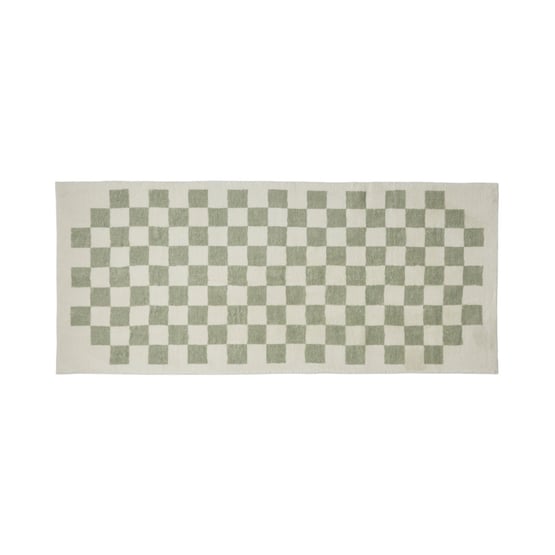 Supersoft Checkerboard Sage Washable Rug Runner