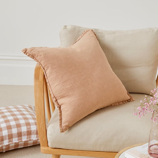Belgian Hazelnut Vintage Washed Linen Cushion