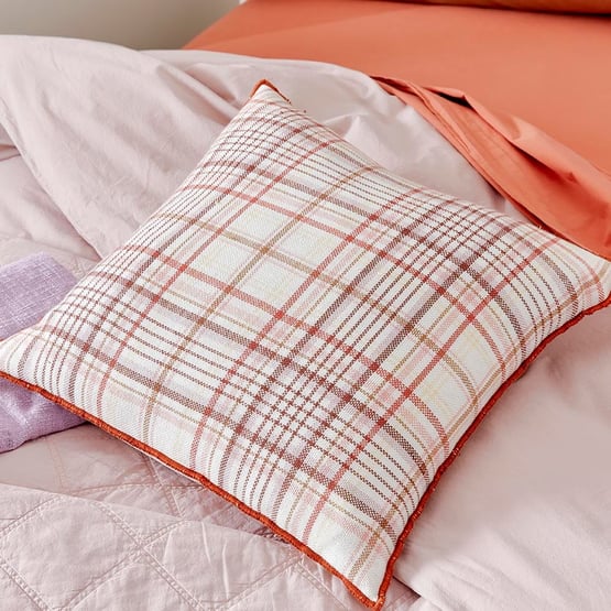 Sunset Pink Check Cushion