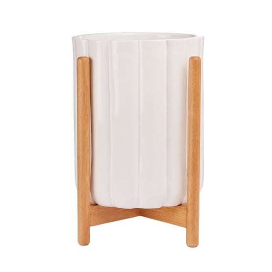 Ryle White & Natural Scalloped Plant Stand