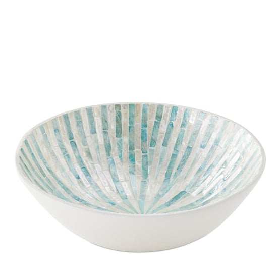 Sicily Capiz Teal Stripe Bowl