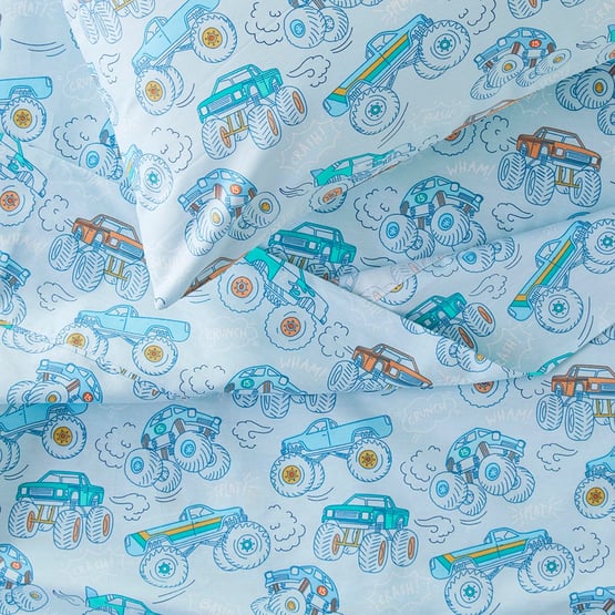 Big Off Road Adventure Blue Cot Sheet Set