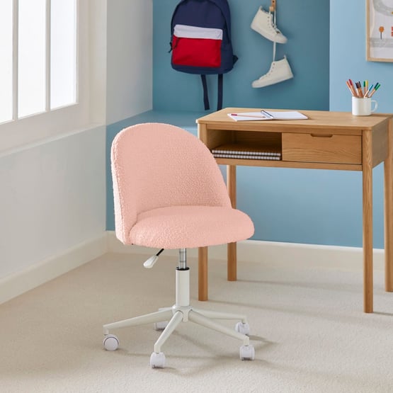Brady Pink Boucle Kids Desk Chair