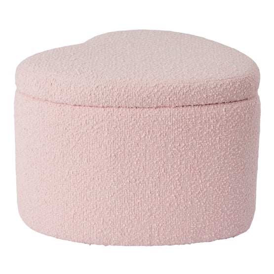 Boucle Pink Heart Storage Ottoman