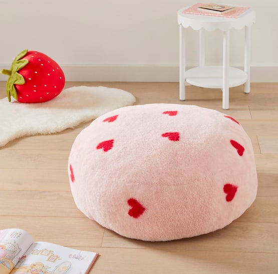 Faux Hearts Fur Floor Cushion