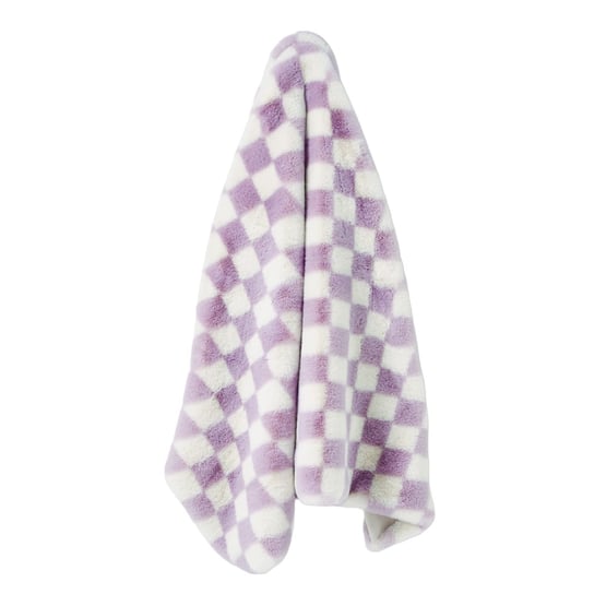 Frankie Lilac Check Faux Fur Throw