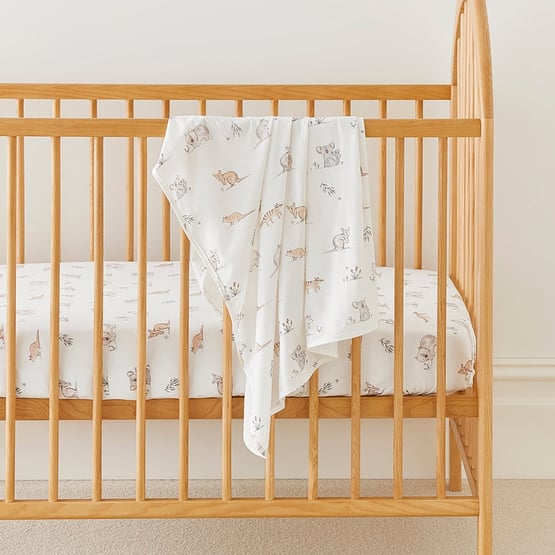 Bush Babies White Cotton Jersey Baby Swaddle