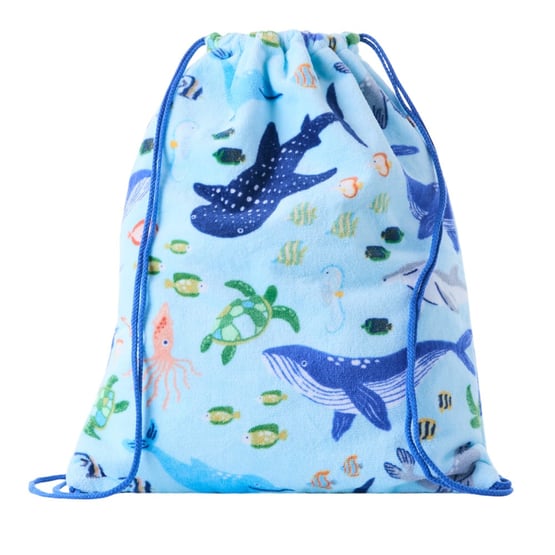 Kids Beach Ocean Wonder Waterproof Lined Draw String Bag