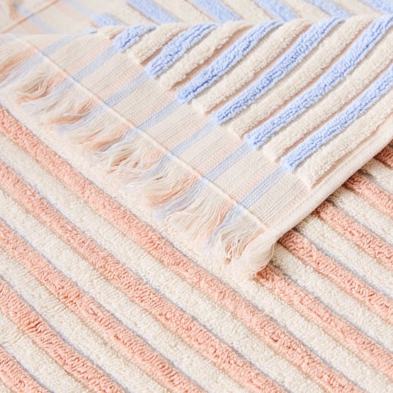 European Sophia Salmon & Ice Blue Turkish Cotton Towel Range