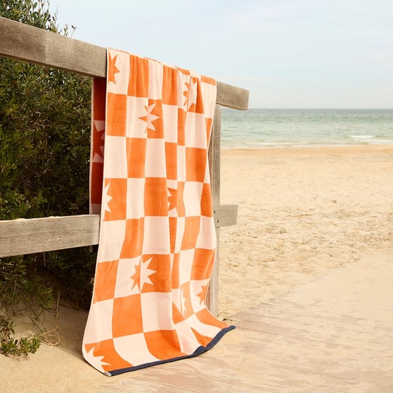 Luxe Velour Star Check Beach Towel
