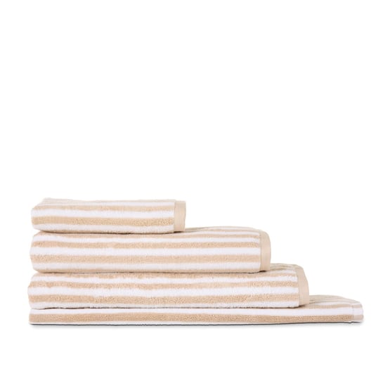 Ruby Oatmeal & White Stripe Towel Range