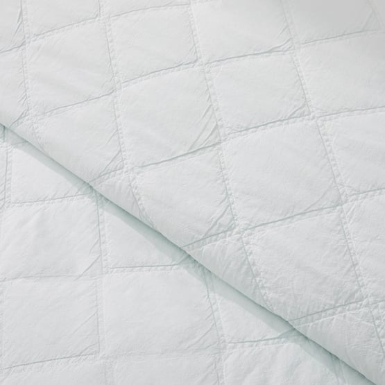 Stonewashed Cotton Chalk Blue Quilted Coverlet Separates