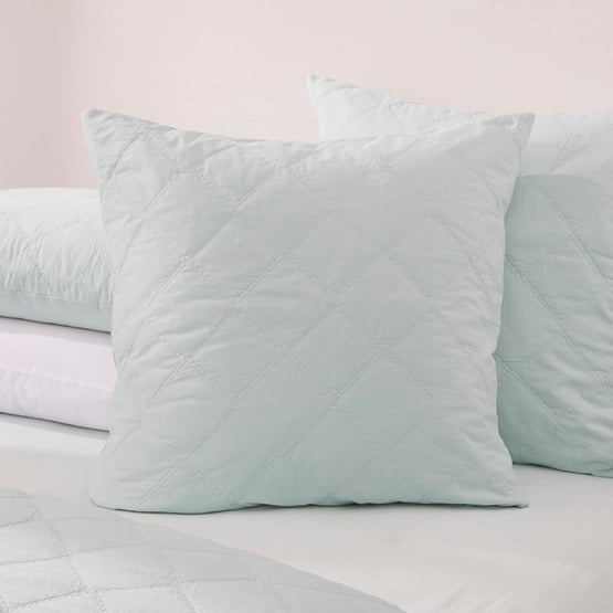 Stonewashed Cotton Chalk Blue Quilted Pillowcases