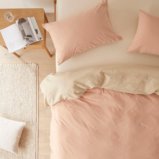 Olsen Linen Cotton Natural & Terracotta Quilt Cover Set