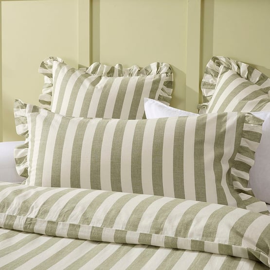 Willow Ruffle Olive Pillowcases