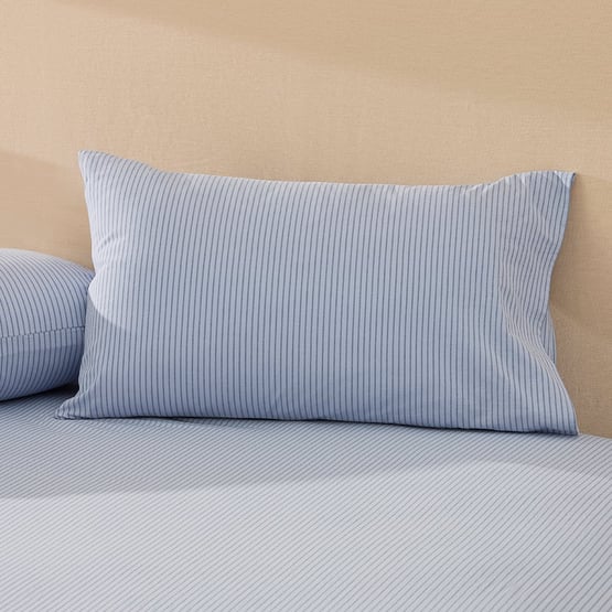 Stonewashed Cotton Printed Thin Chambray Stripe Pillowcases