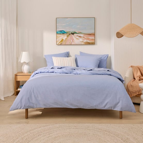 Stonewashed Cotton Chambray Blue Quilt Cover Separates