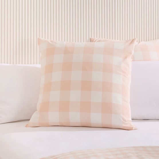 Stonewashed Cotton Peach Gingham Pillowcases