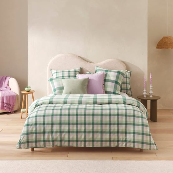 Yarn Dye Green Check Quilt Cover Set + Separates