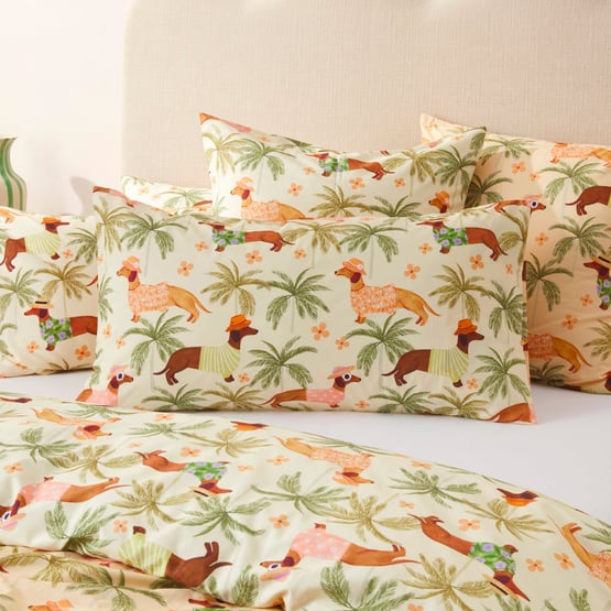 Sorbet Dachshund Lemon Pillowcases