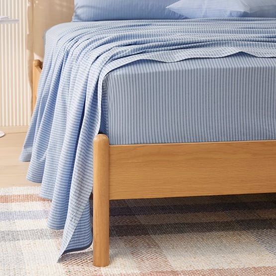 Stonewashed Cotton Printed Thin Chambray Stripe Sheet Separates