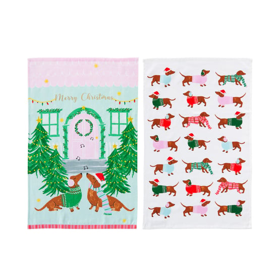 Christmas Dachshund Tea Towel Pack of 2