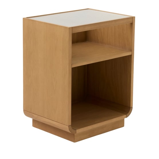 Cape Town Oak & Fluted Glass Bedside Table