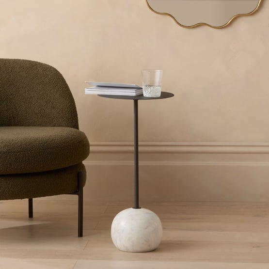 Gordy Black & White Marble Drinks Table