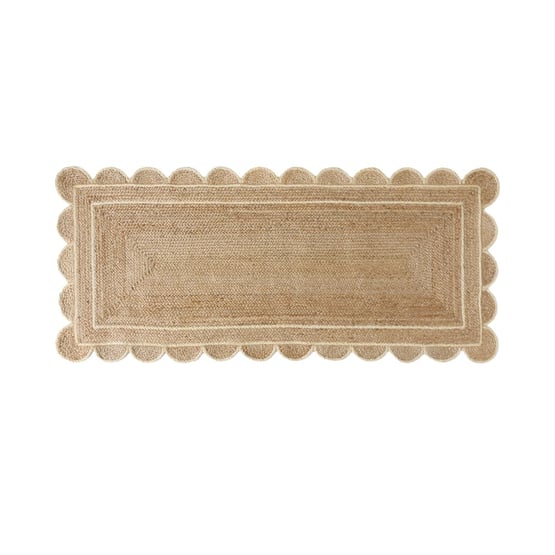 Jute & White Scalloped Indoor Rug Runner