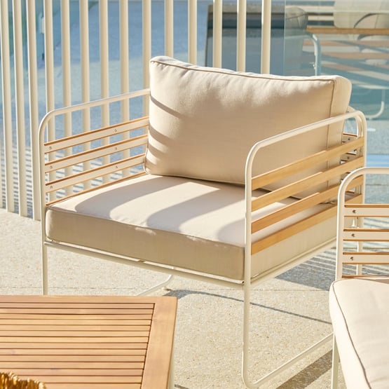 Torino Beige & White Outdoor Metal 1 Seater Chair