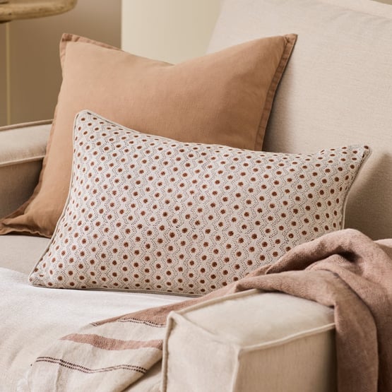 Delhi Brown Sugar & Black Woodblock Star Cushion