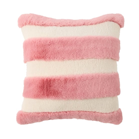 Neve Stripe Natural & Pink Fur Cushion