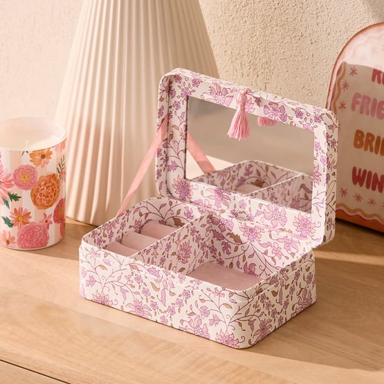 Lilac Block Printed Jewellery Box