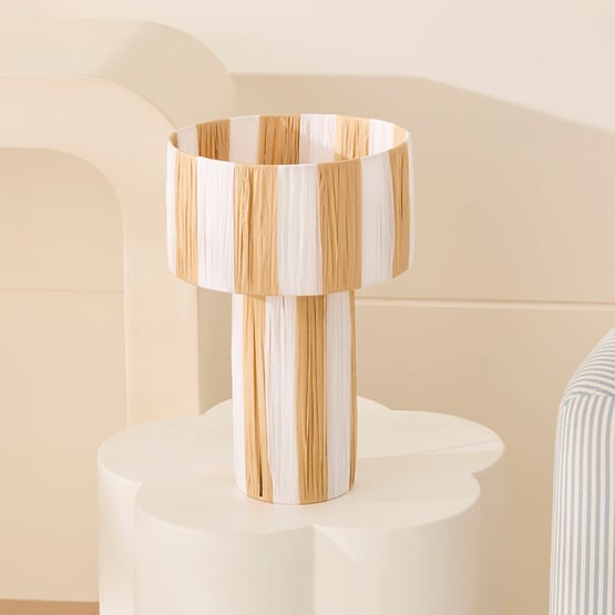 Coastal Villa Natural & White Stripe Table Light