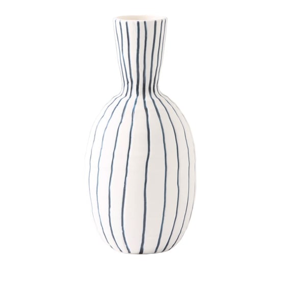 Elio Stripe White & Blue Tall Vase