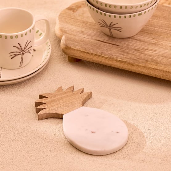 Pineapple White & Natural Marble Trivet