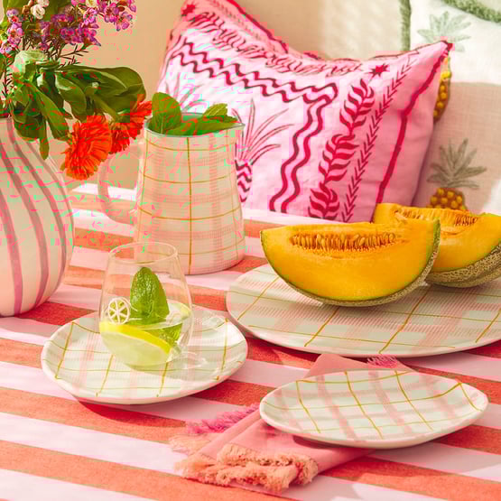 Edie Pink Check Small Platter