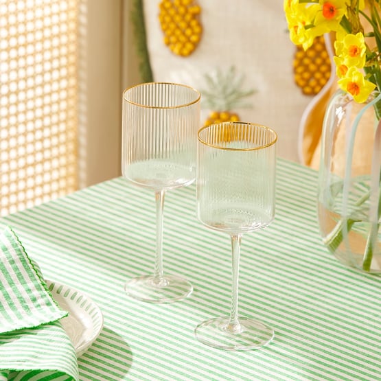 Florence Clear & Gold Wine Glass Pack of 2