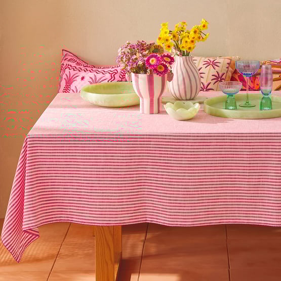 Seville Raspberry Stripe Tablecloth