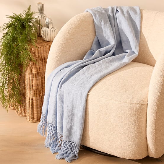 Macrame Chambray Blue Knot Throw