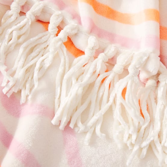 Aspen Pink Wave Fleece Tassel Throw
