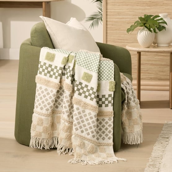 Felix Natural & Green Tufted Throw