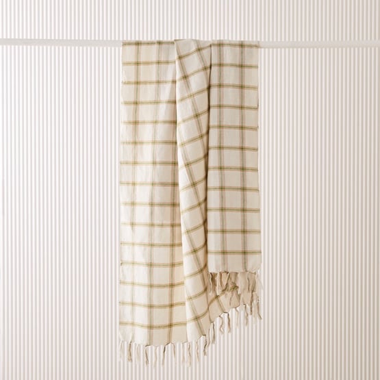 Huxton Natural & Green Check Throw